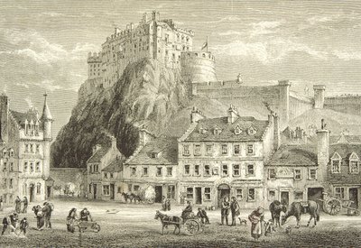 Castello e Grassmarket, Edimburgo nel c.1880, da 